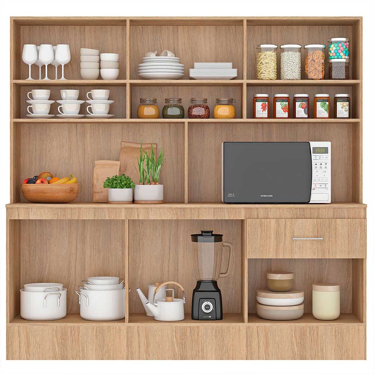 Mueble de Cocina Vekkahome Buck 1 Caj&oacute;n 12 Puertas Caf&eacute;