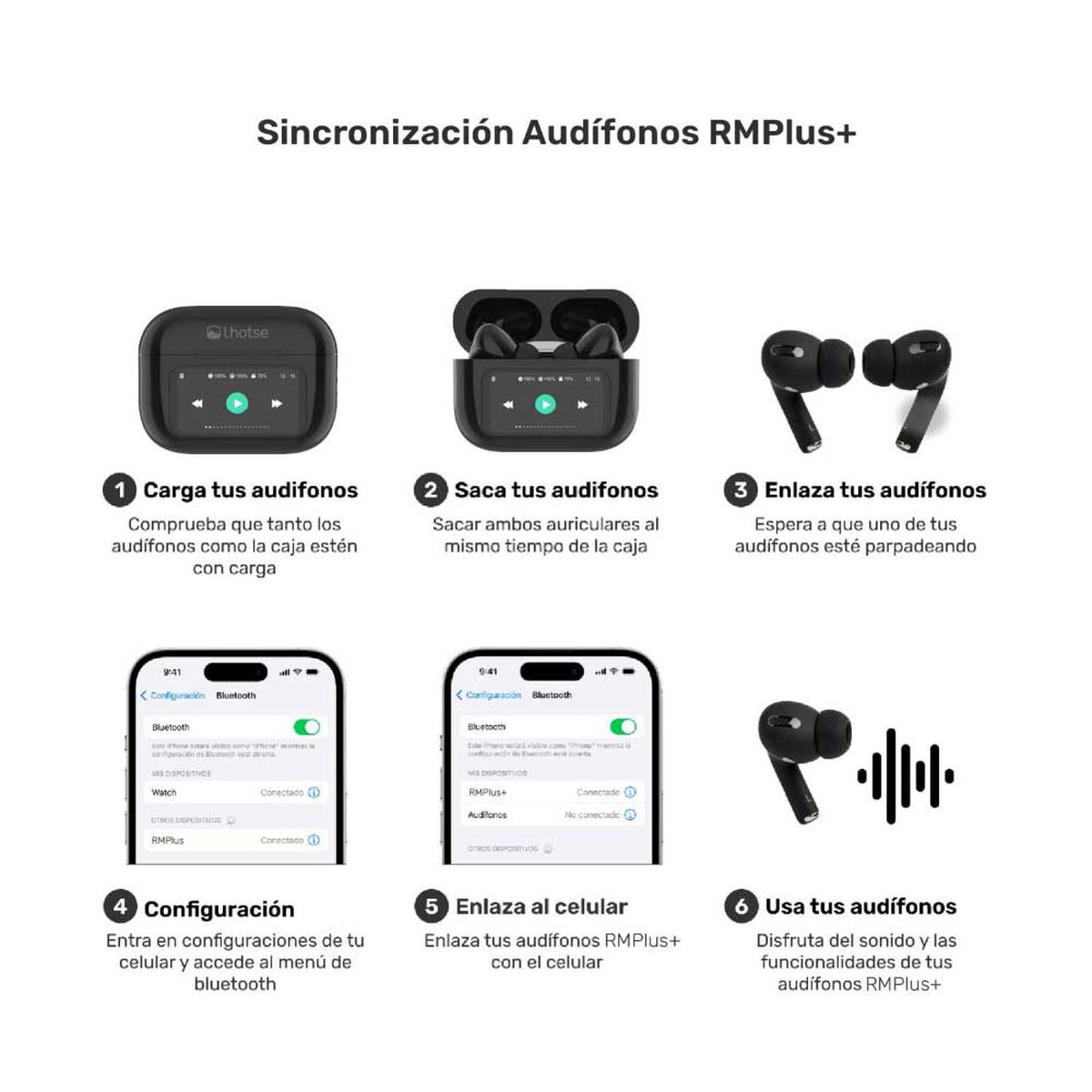 Aud&iacute;fonos Bluetooth In Ear Lhotse RMPLUS+ Negro