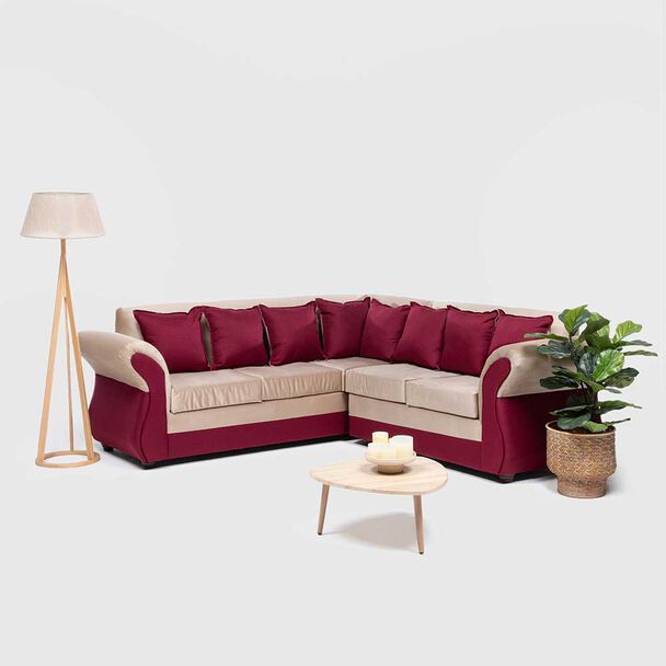 Sofá Seccional Almore New Irlanda 5 Cuerpos Beige Rojo