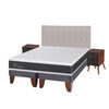 Cama Europea CIC Base Dividida King Ortopedic + Respaldo + 2 Veladores Tigris