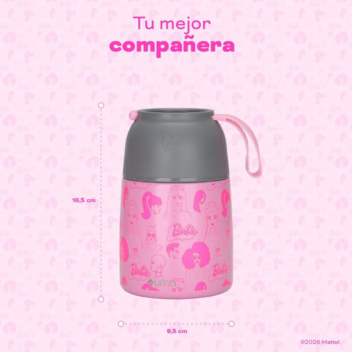 Termo Comida UMA Barbie & Friends + Cuchara 450ml Acero Inox Rosa