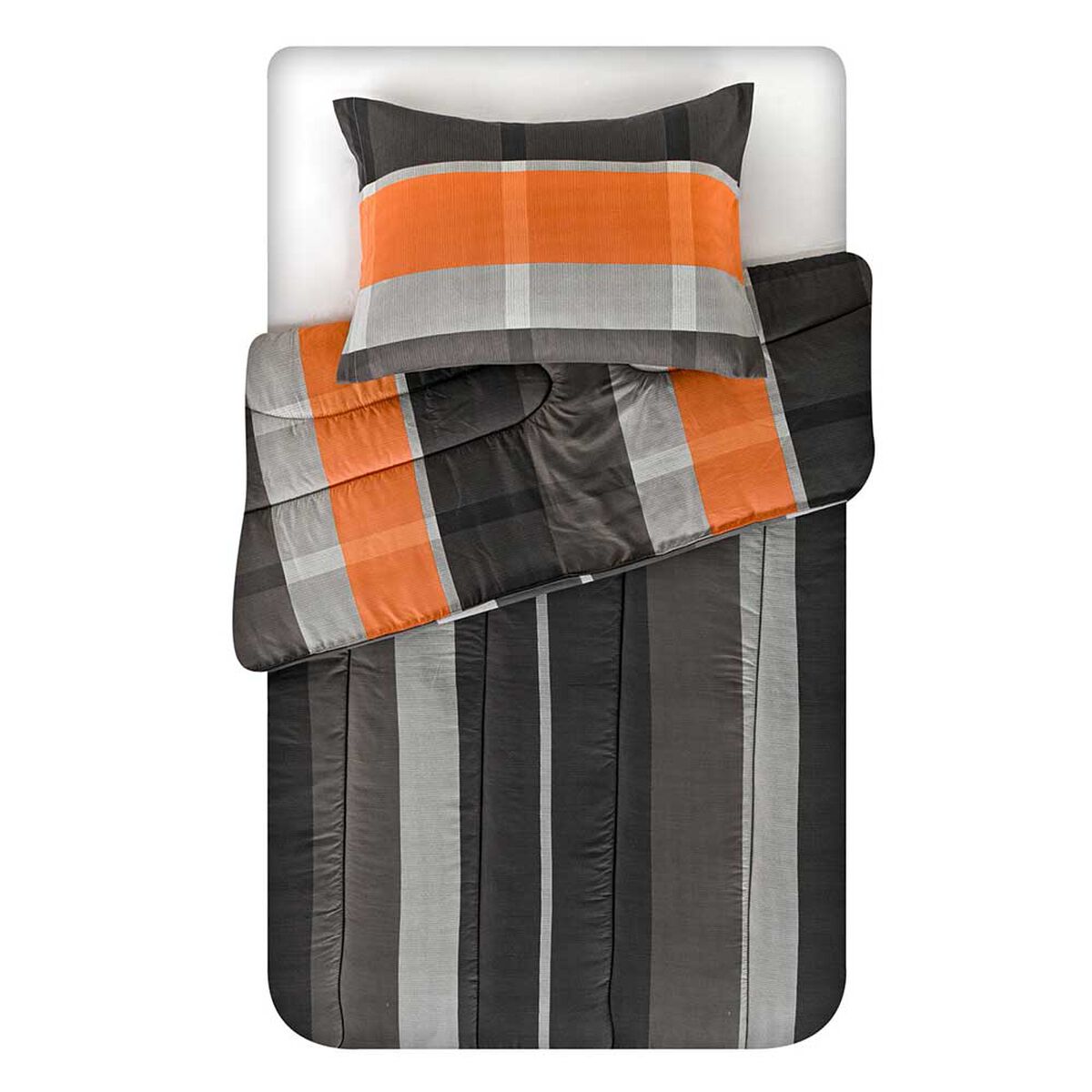 Plum&oacute;n American Family 1,5 Plazas Franjas Naranjo