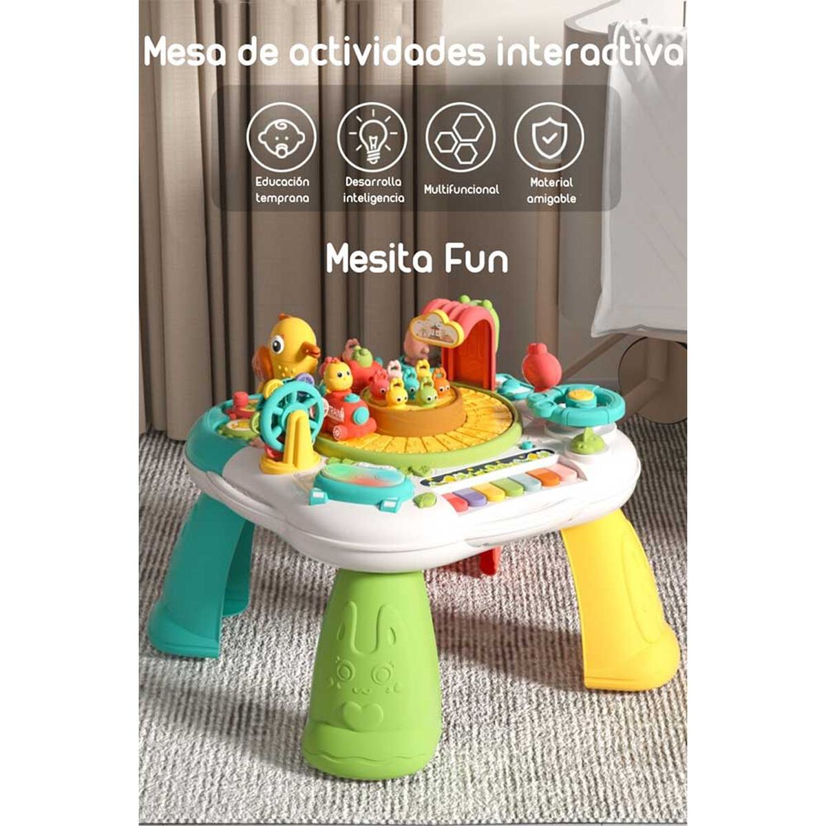 Mesa de Actividades Fun 34 x 34 cm Verde LuBabycas