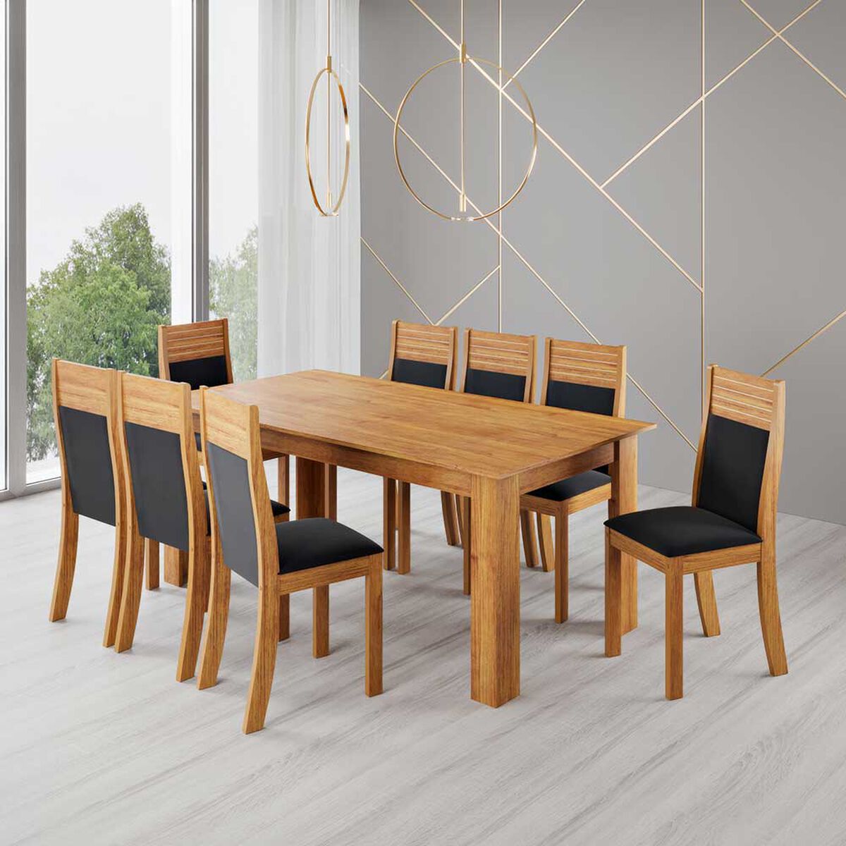 Juego de Comedor Di Poretti Design Anitere 8 Sillas Beige