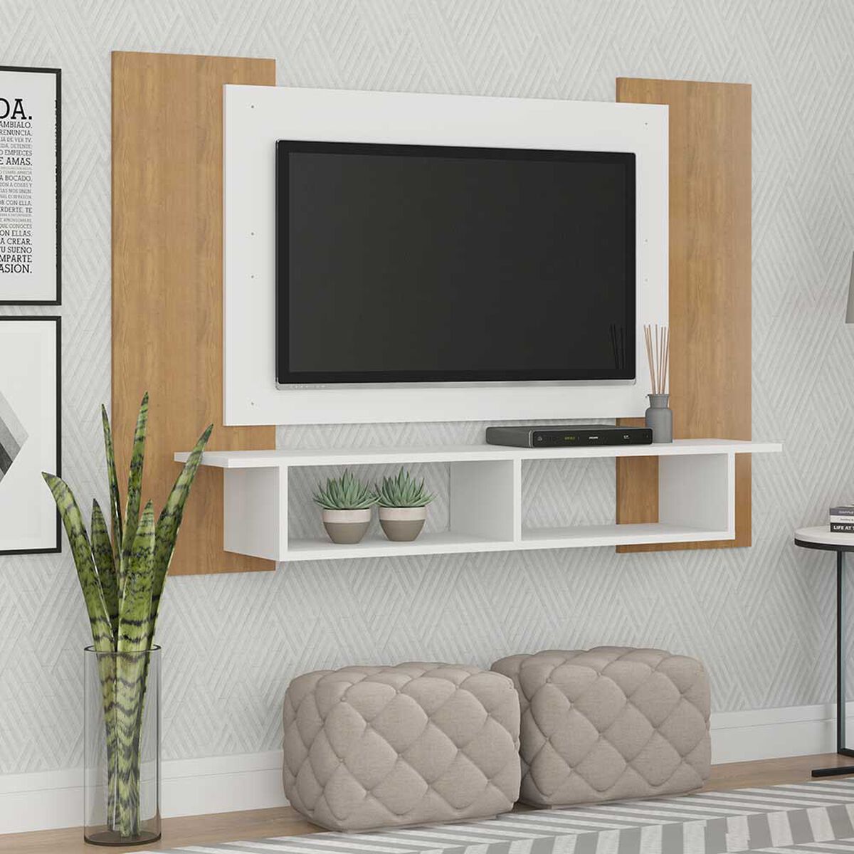 Panel TV Exit Atlanta Hasta 55" Roble Blanco