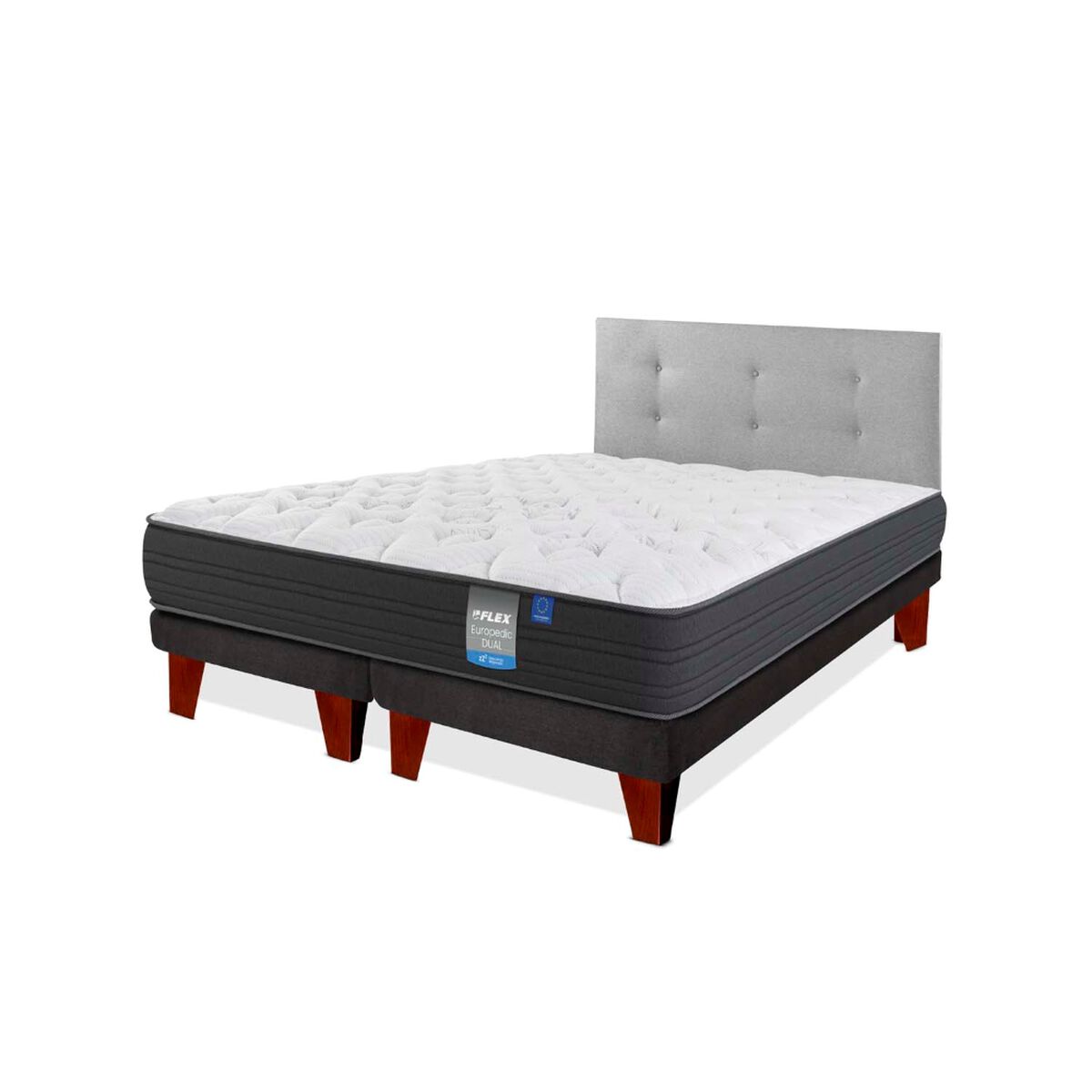 Cama Europea Europedic Dual King + Respaldo Royal Gris