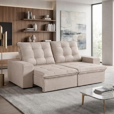 MONS Sofá Retráctil Reclinable Mons Magnum 3 Cuerpos Bouclé White