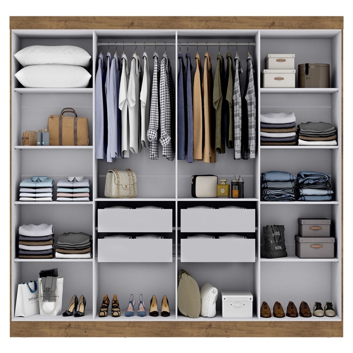 Closet Di Poretti Paris 8 Puertas 4 Cajones Café y Blanco