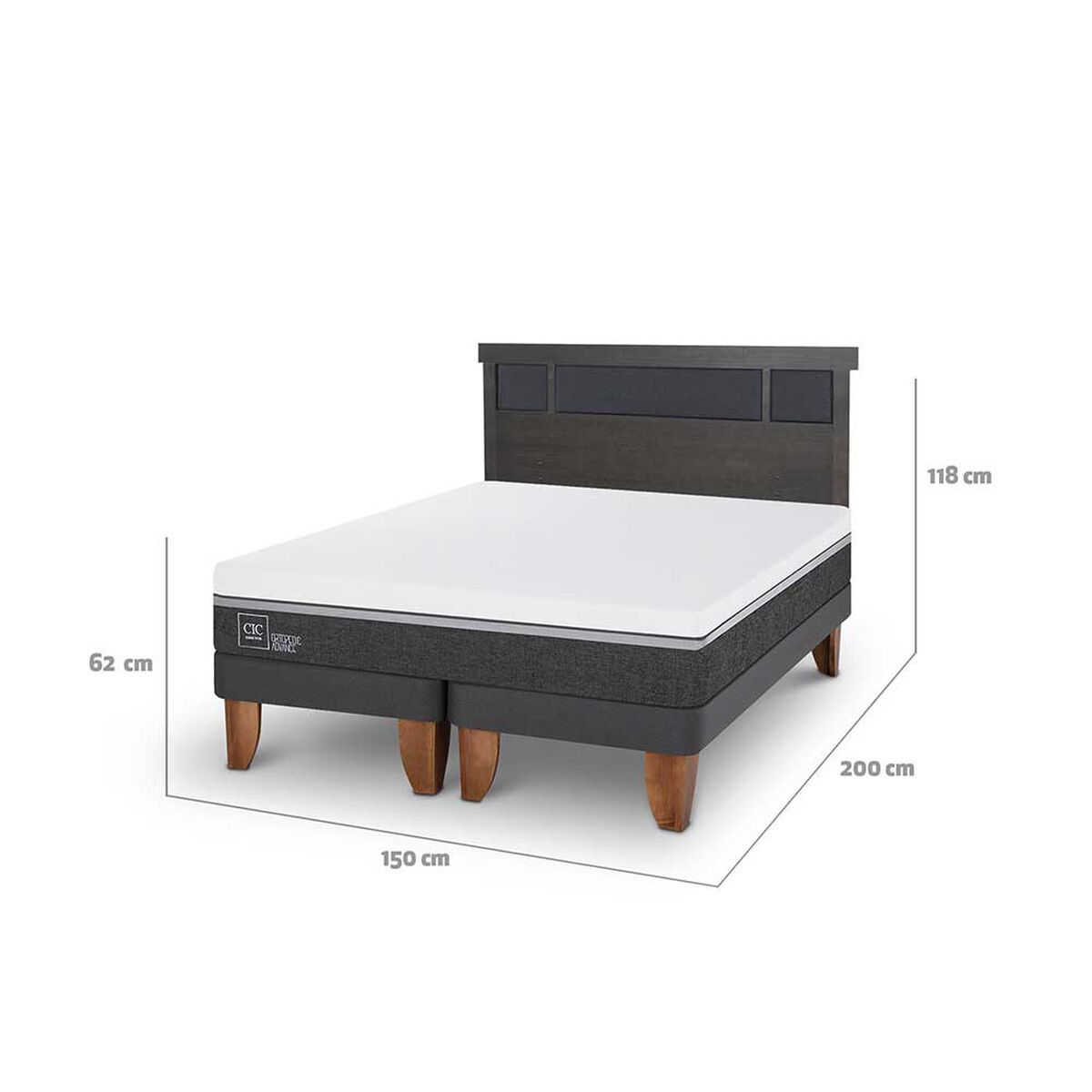 Cama Europea CIC Base Dividida 2 Plazas Ortopedic Advance + Respaldo Dublin
