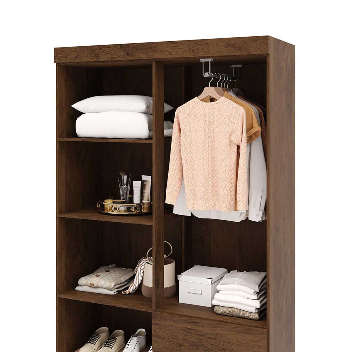 Closet Vekkahome Americano 4 Puertas 2 Cajones Caf&eacute;