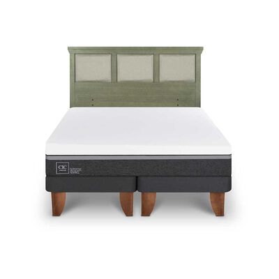 Cama Europea CIC Base Dividida King Ortopedic Advance + Respaldo Torino Olivo
