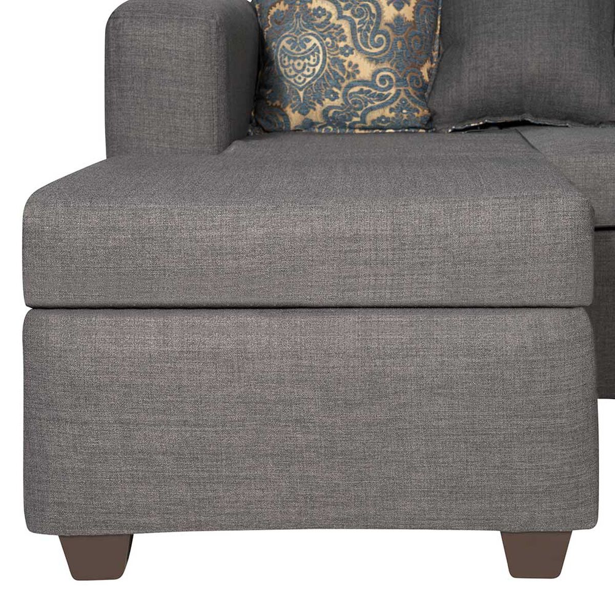 Sofá Seccional Intercambiable Essenza New Puket Tela Catania Chaise longue + Sofá 2 Cuerpos Gris