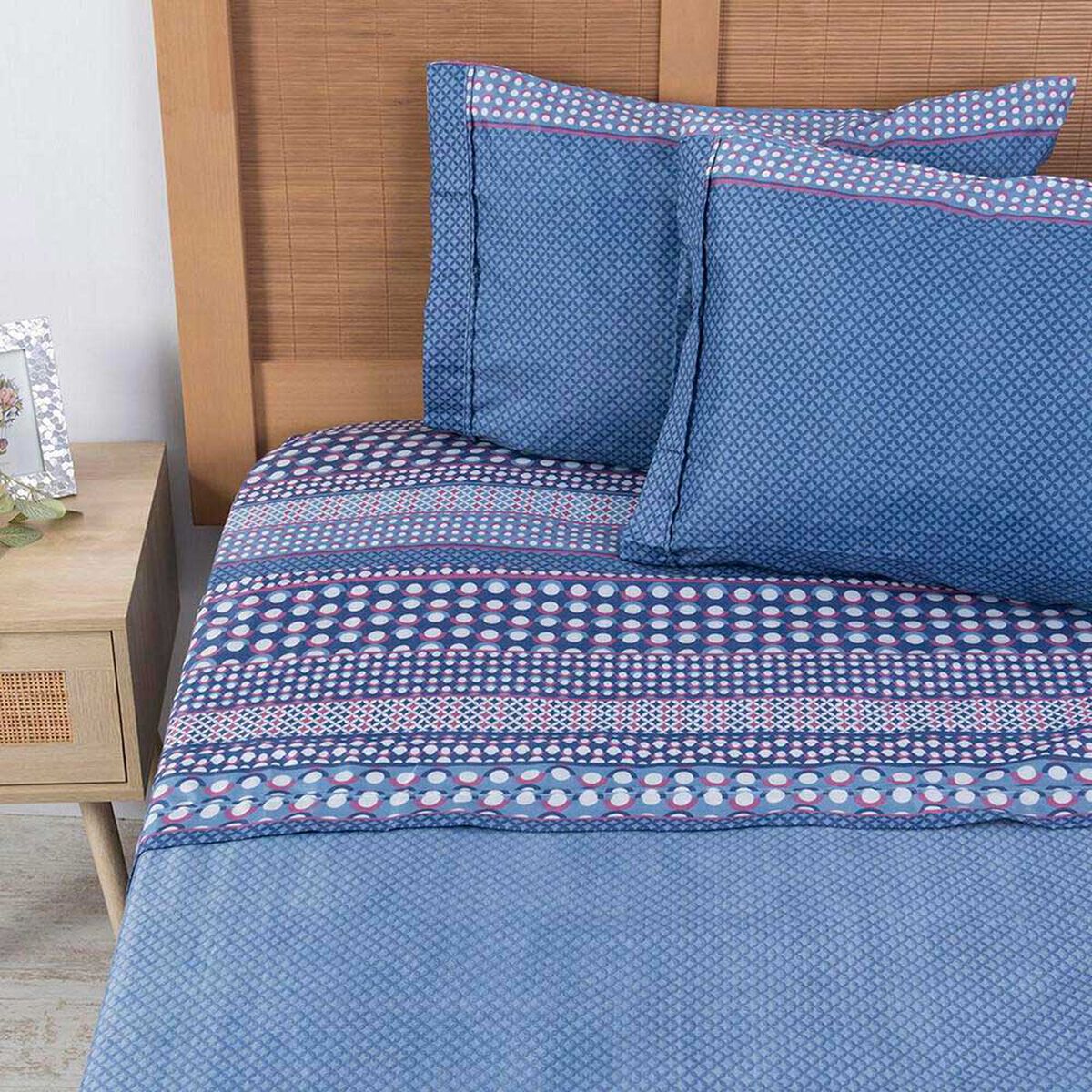 Juego de S&aacute;banas Plumetti King Estampada Oak