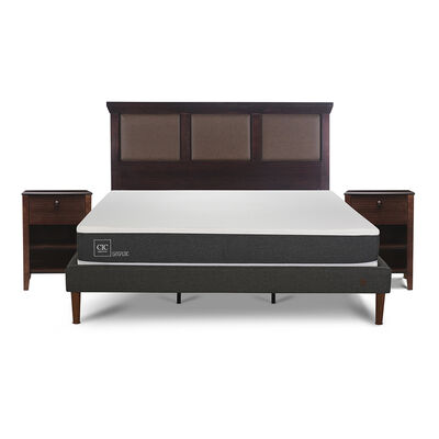 CIC Cama Europea CIC King New Ortopedic + Respaldo New Torino Chocolate + 2 Veladores