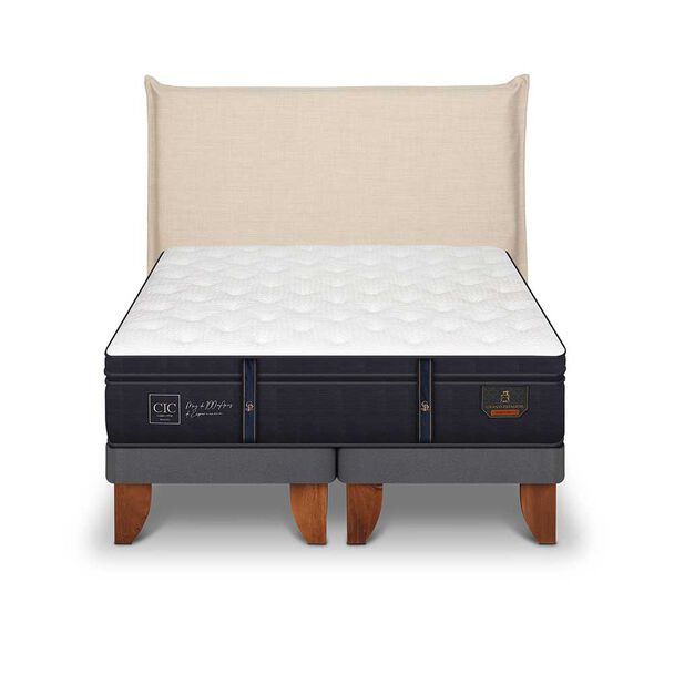 Cama Europea CIC Base Dividida King Grand Premium + Respaldo Tiber