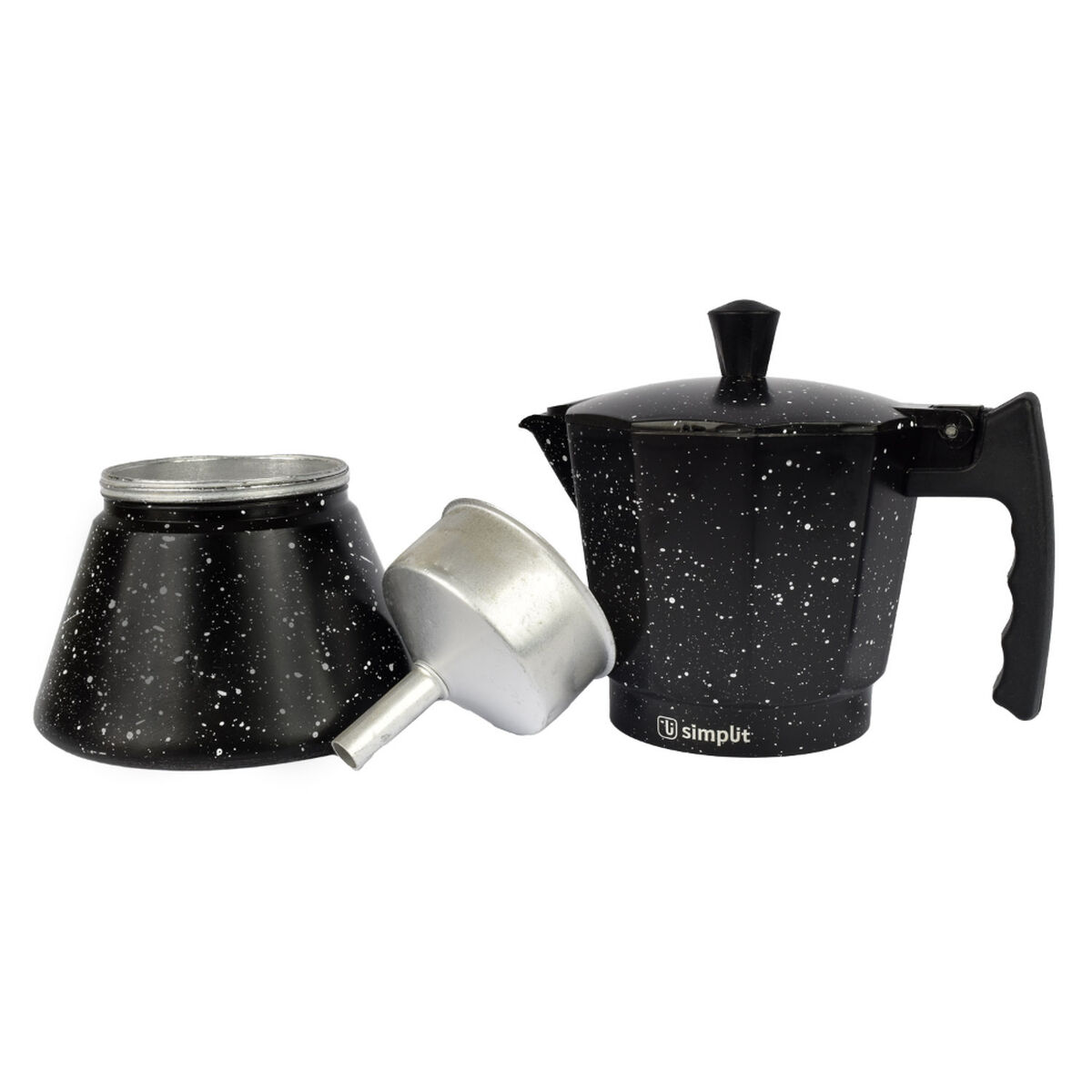 Cafetera Italiana Granito Aluminio Simplit Negro 4 Tazas