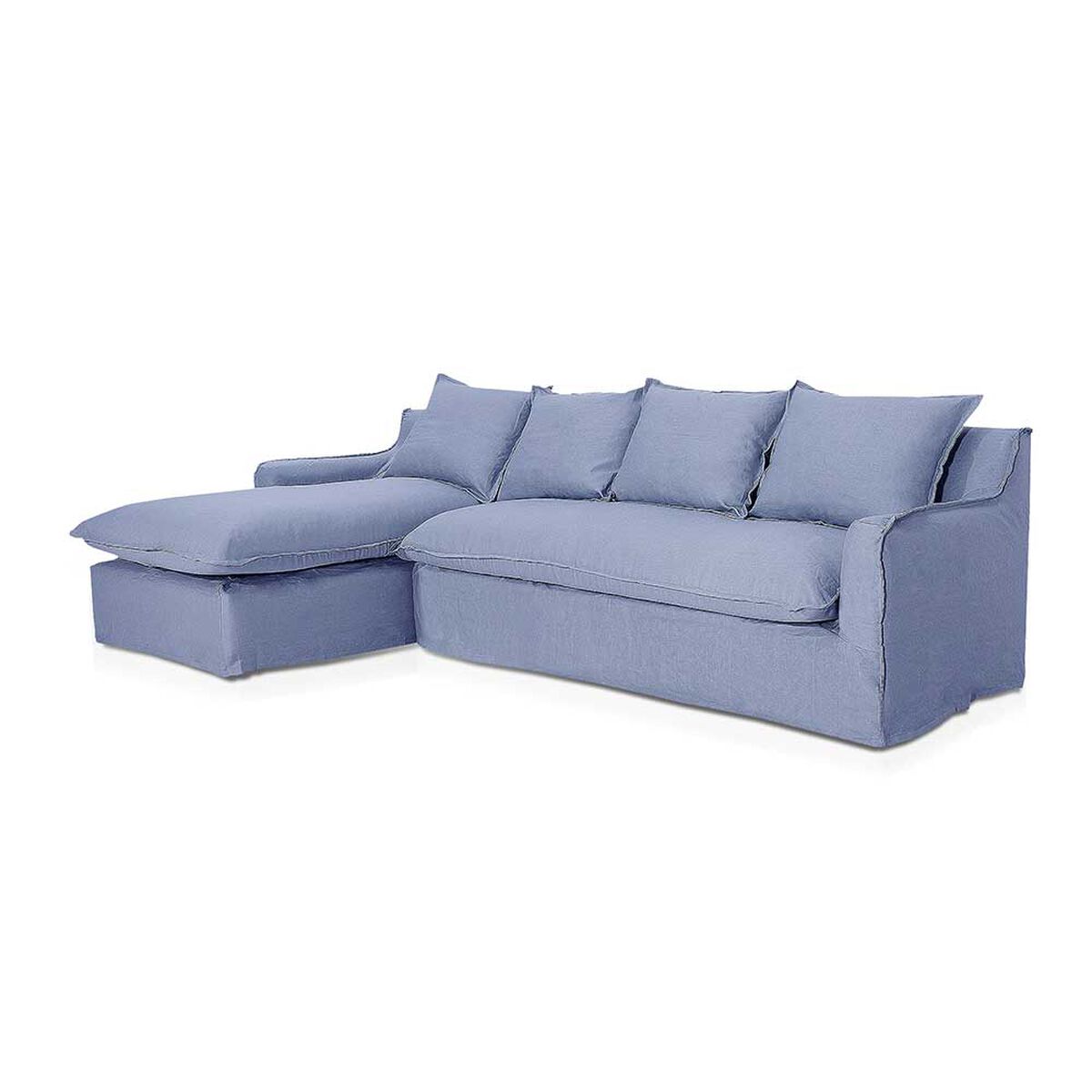 Sofá Seccional Izquierdo Innovamuebles Fontana Lino 4 Cuerpos Azul Piedra