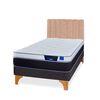 Cama Europea Flex 1,5 Plazas Nexus Box + Respaldo Tubular Beige