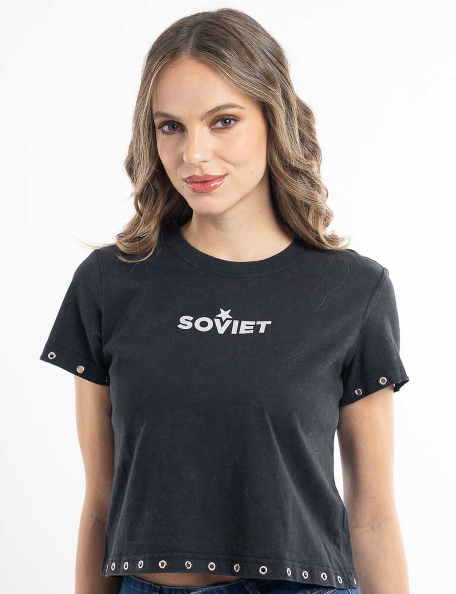 Polera Con Estampado Manga Corta Mujer Soviet