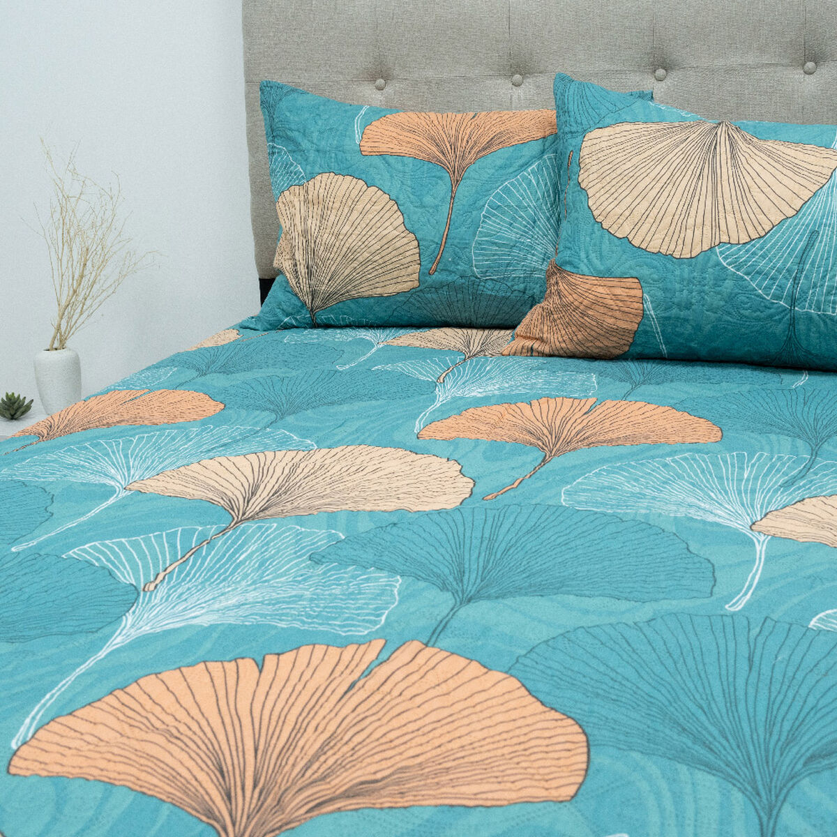 Quilt Doral Hotpress Estampado King Ginkgo