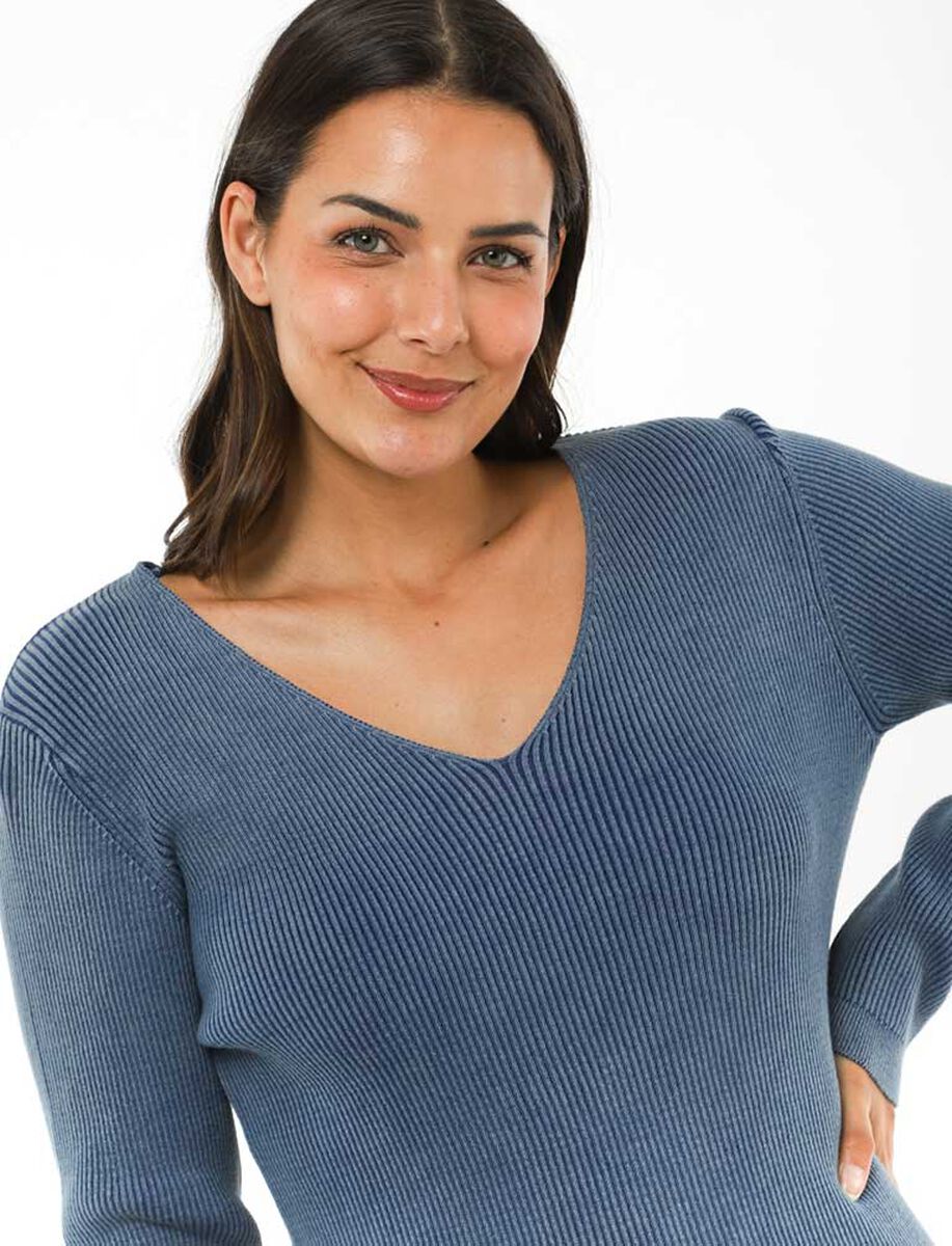 Sweater Cuello V Mujer Zibel