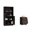Combo Archivador 3 Cajones + Biblioteca 2 Puertas TuHome Home Office Negro Soft-Coñac