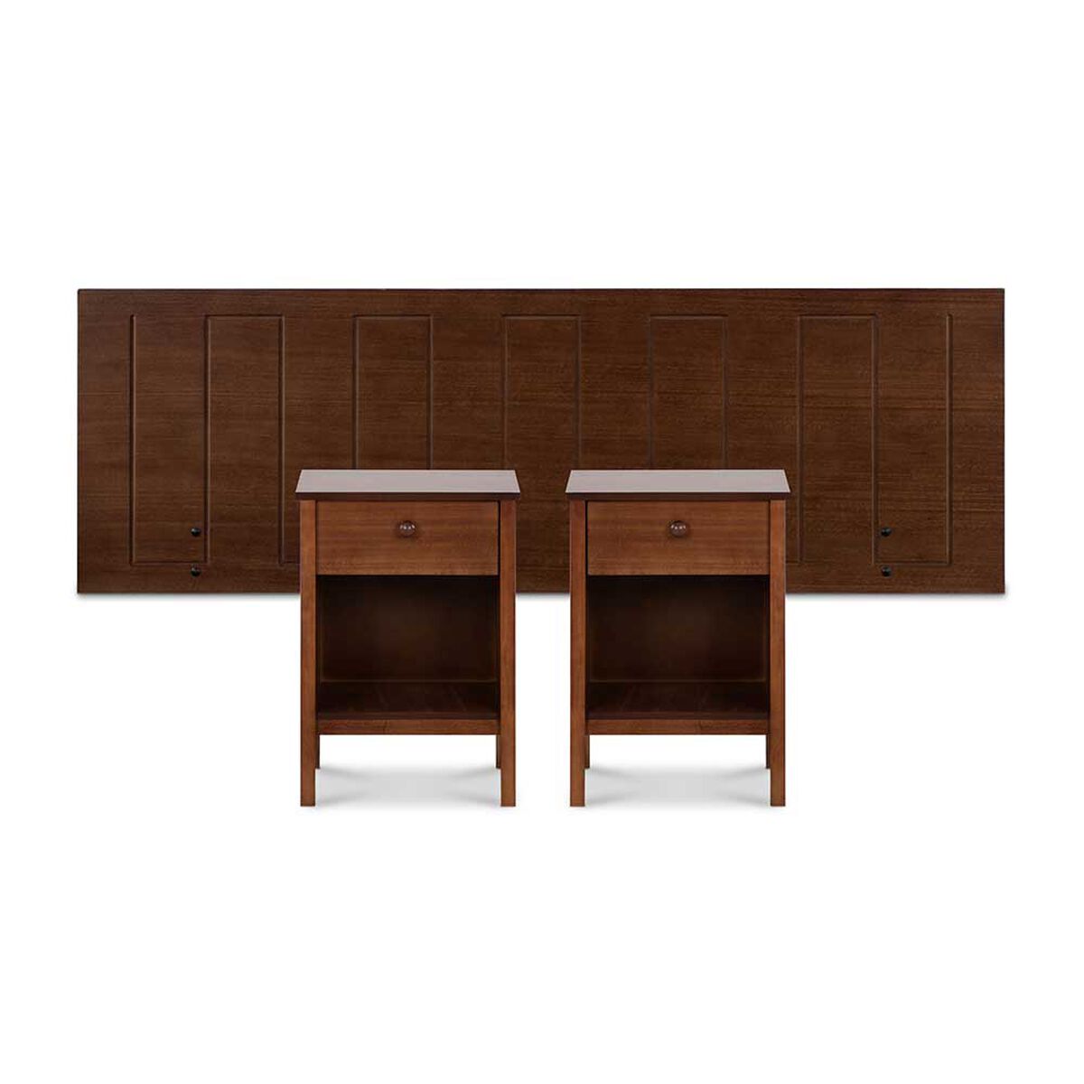 Cama Europea CIC Base Dividida 2 Plazas Excellence Plus + 2 Almohadas + Respaldo + 2 Veladores CIC 2 Plazas Alassio