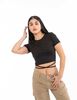 Polera Crop Manga Corta Escote Espalda Mujer Icono
