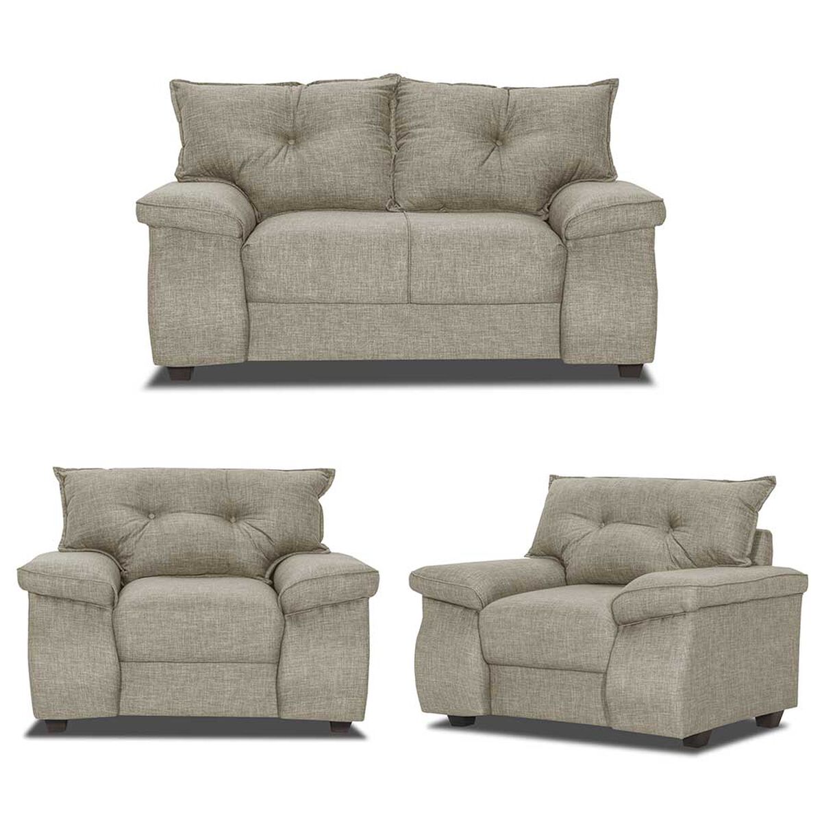 Juego de Living Innovamuebles Fortaleza Córdoba Sofá 2 Cuerpos + Dos Butacas 1 Cuerpo Beige
