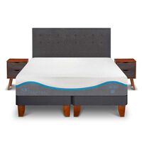 Cama Europea CIC Base Dividida King Alaska + Respaldo + 2 Veladores