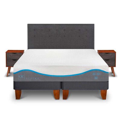Imagen 1 del producto Cama Europea CIC Base Dividida King Alaska + Respaldo + 2 Veladores