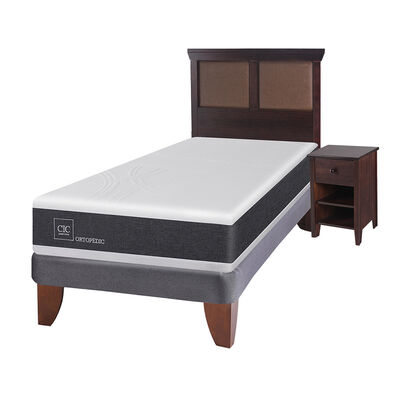 Imagen 2 del producto Cama Europea CIC 1,5 Plazas Ortopedic + Respaldo + Velador Torino Chocolate