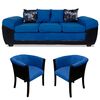 Juego de Living Elegant Detail Houston Sof&aacute; 3 Cuerpos + Dos Sitiales Azul