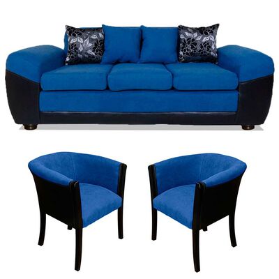 Imagen 1 del producto Juego de Living Elegant Detail Houston Sofá 3 Cuerpos + Dos Sitiales Azul