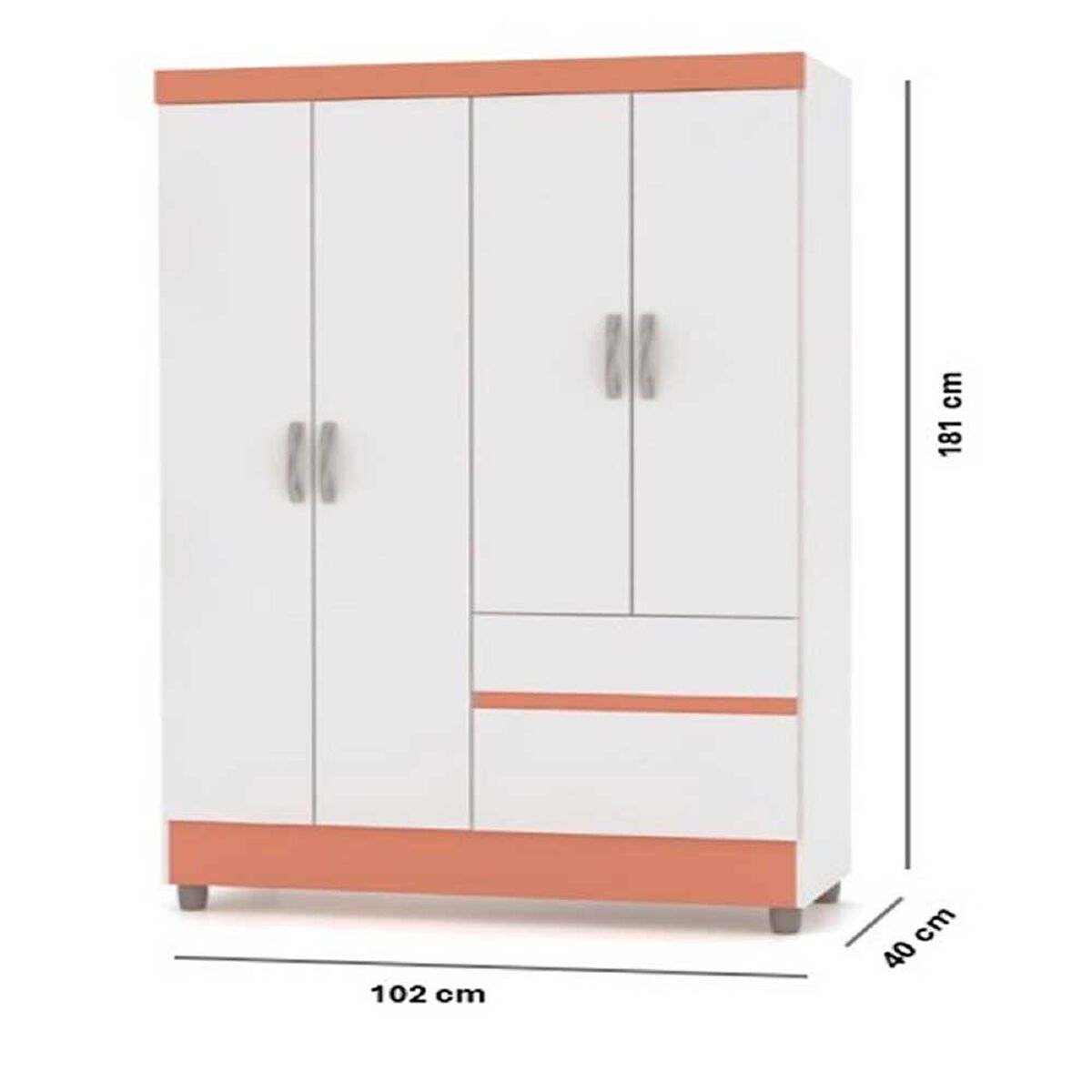 Clóset Kea Ideal 4 Puertas 2 Cajones Blanco y Rosa