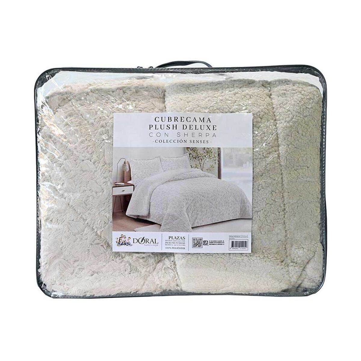 Cubrecama Doral 1,5 Plazas Beige Senses