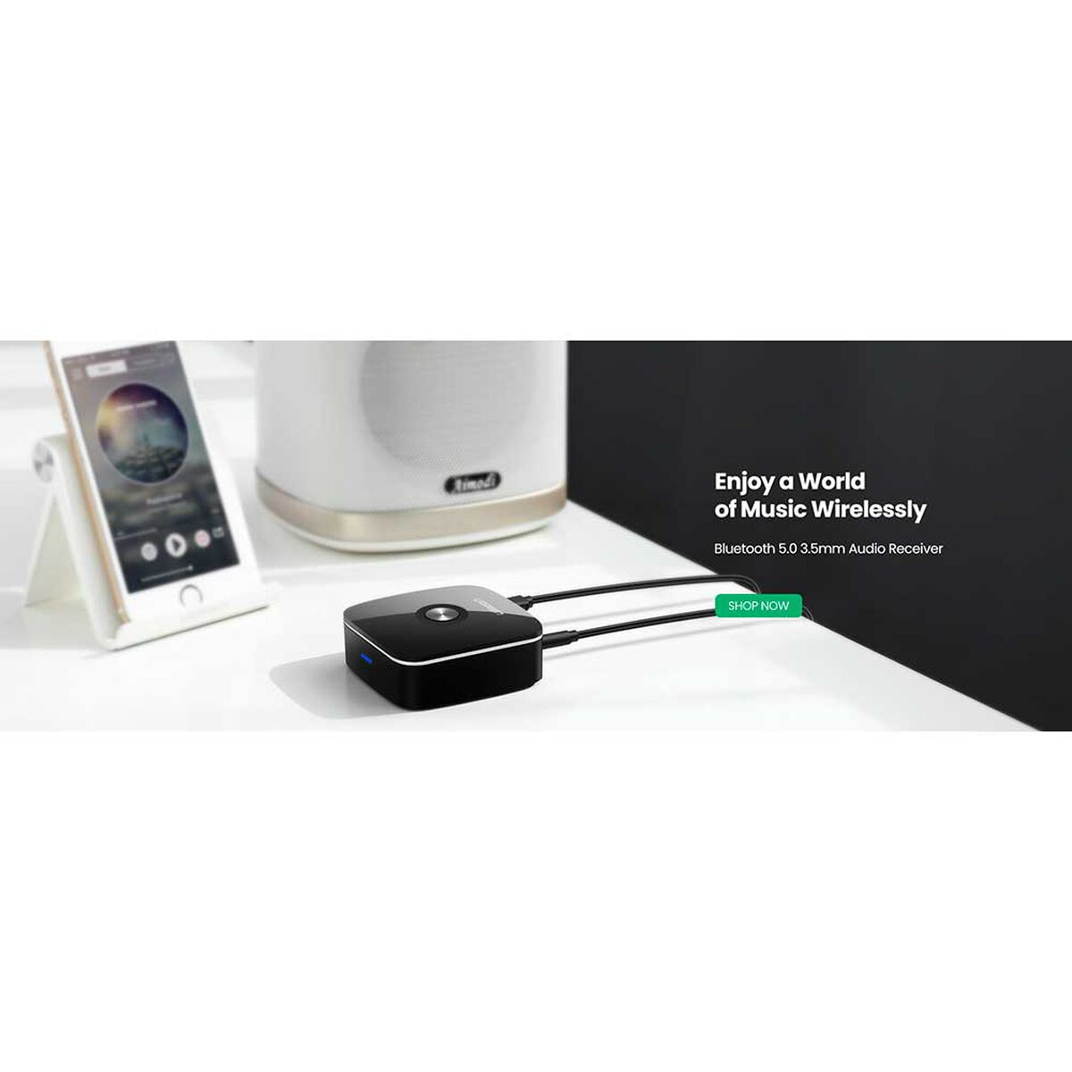 Adaptador Audio Receptor Bluetooth 5.3 A 2Rca M Recargable Negro Ugreen Cm123