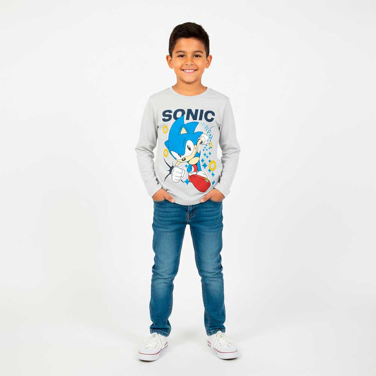 Polera Manga Larga Ni&ntilde;o Sonic