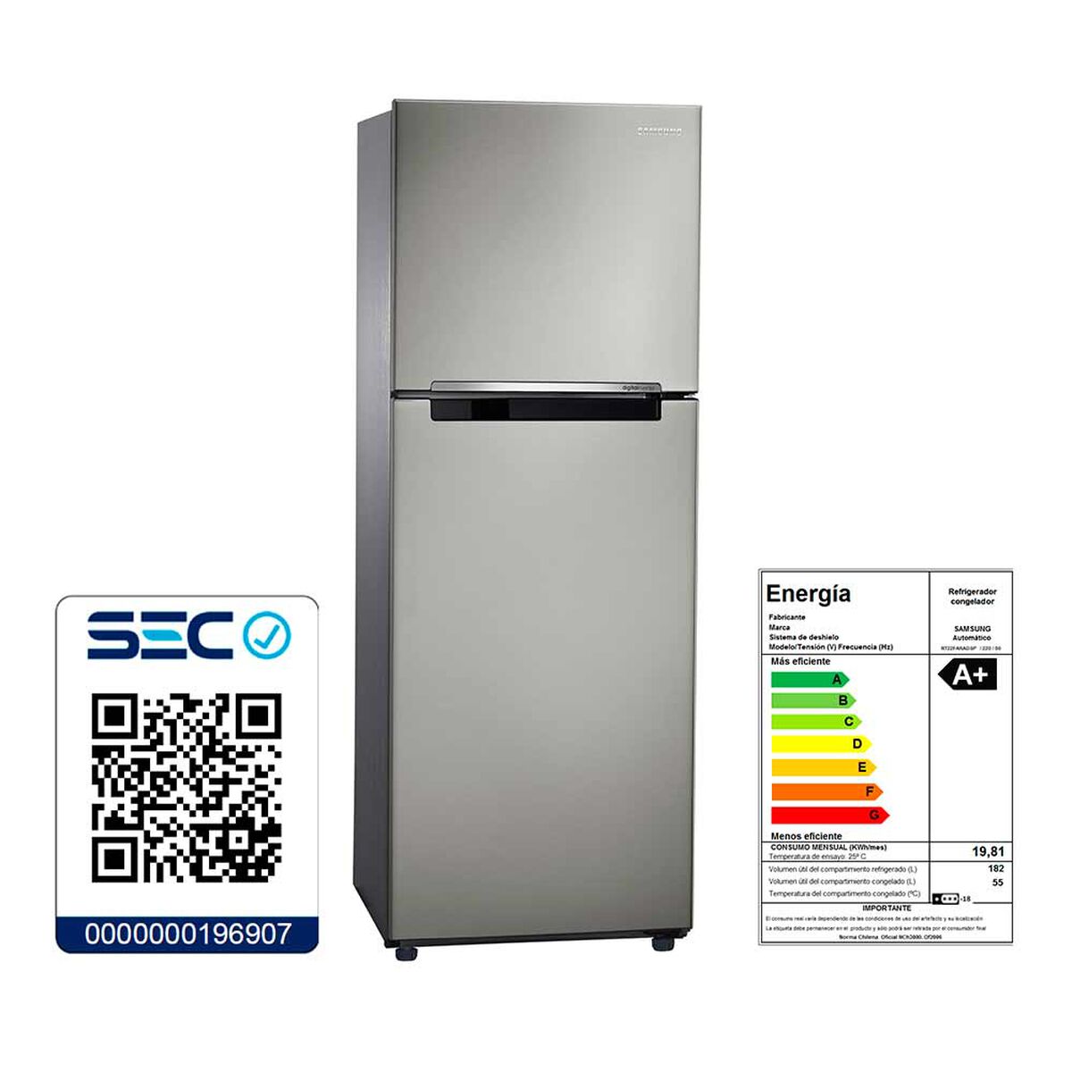 Refrigerador No Frost Samsung RT22FARADSP/ZS 234 lt