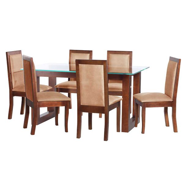 Juego de Comedor Latam Home Pamplona Burgos 6 Sillas PU Negro