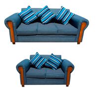 Juego de Living Almore Acapulco Sofá 3 Cuerpos + Sofá 2 Cuerpos Azul