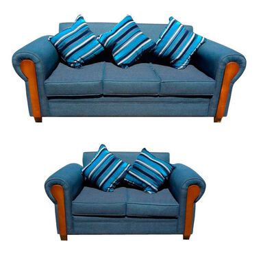 Juego de Living Almore Acapulco Sofá 3 Cuerpos + Sofá 2 Cuerpos Azul