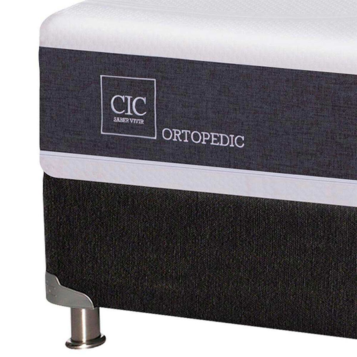 Box Spring CIC 1,5 Plazas Ortopedic Advance + Respaldo + 2 Veladores