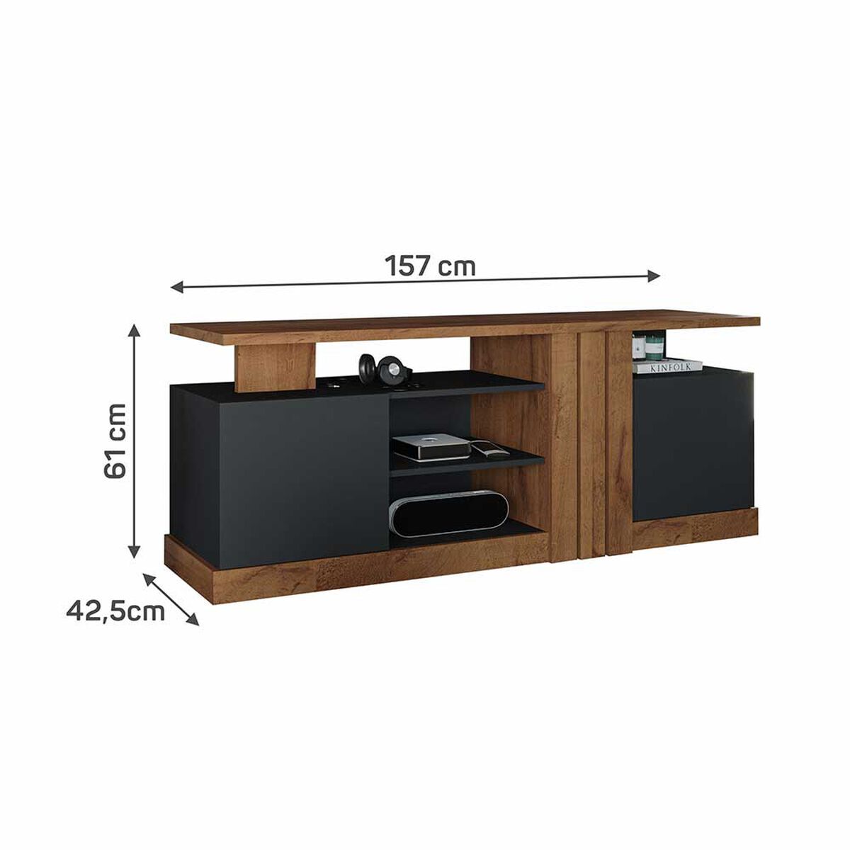 Rack TV Jdo & Design Cristal Negro Hasta 60"