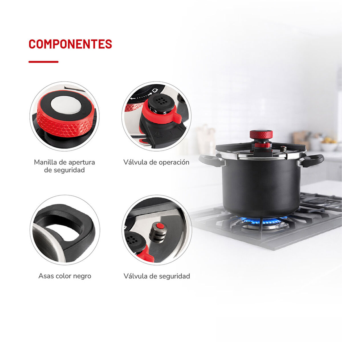 Olla a Presi&oacute;n Acero Inoxidable Thomas 8 L Negro