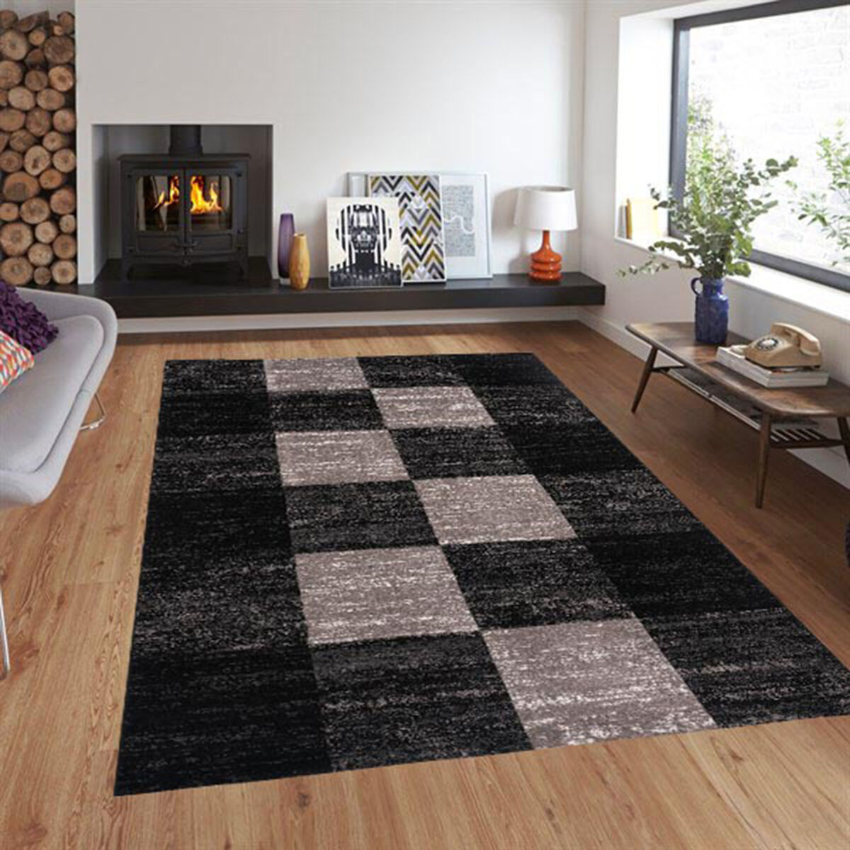 Alfombra Interior Idetex Frize Carved D4 Negro 150 x 200 cm