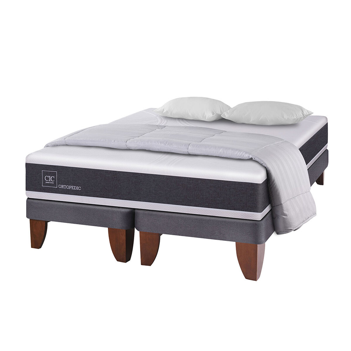 Cama Europea CIC Base Dividida King Ortopedic + Almohadas + Plum&oacute;n