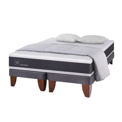 CIC Cama Europea CIC Base Dividida King Ortopedic + Almohadas + Plumón