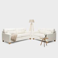 Juego de Living Almore Niza Tela Sofá 3 Cuerpos + Sofá 2 Cuerpos Crudo