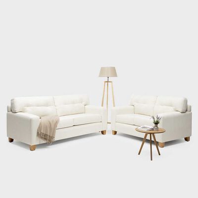 Imagen 1 del producto Juego de Living Almore Niza Tela Sofá 3 Cuerpos + Sofá 2 Cuerpos Crudo